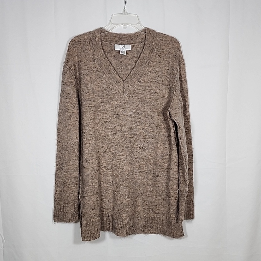 🖤Magaschoni alpaca wool blend oversized V neck longline knit tunic sweater
